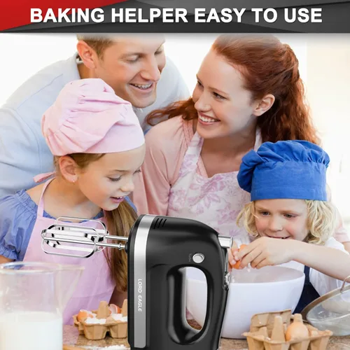 Miniatura 7 de Lord Eagle - Batidora de mano eléctrica de 400 W, batidora de mano de 5 velocidades, 5 accesorios de acero inoxidable para hornear pasteles, huevos