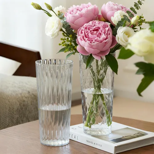 Miniatura 5 de 2 floreros de plástico transparente, 10.2 pulgadas de acrílico para ramo de rosas para decoración del hogar, centros de mesa, boda, cumpleaños