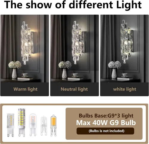 Miniatura 5 de Modernos apliques de pared cromados de cristal, lámparas de pared, lámpara de pared interior, lámparas de montaje en pared para sala de estar