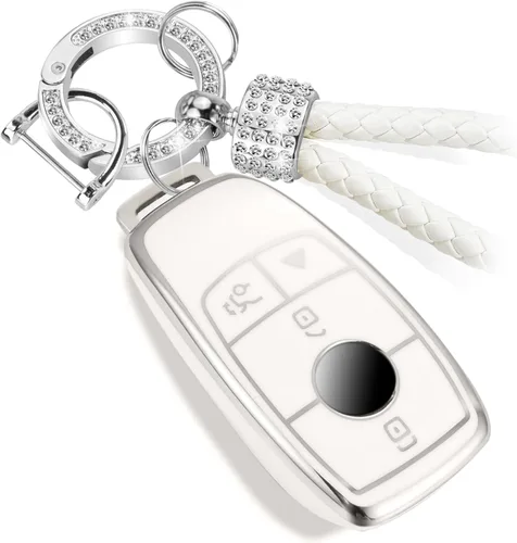Miniatura 28 de Funda para llavero Jeep con llavero trenzado de diamante de lujo, funda suave mejorada para Wrangler Rubicon Gladiator JL JLU JT Sahara JLU Flip