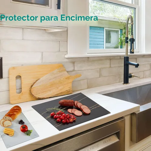 Miniatura 6 de Tabla de cortar de vidrio Murrey Home para encimera de cocina, tablas de cortar de vidrio templado aptas para lavavajillas, bandeja pequeña Suave