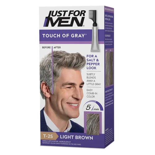 Miniatura 7 de Just For Men Touch of Gray, Kit de tinte de cabello para hombre con aplicador de peine para una fácil aplicación, ideal para un aspecto de sal