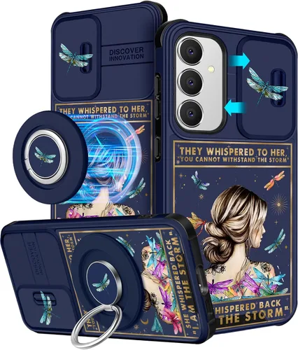 Miniatura 32 de Funermei Funda para teléfono Samsung Galaxy A15 5G - [2 en 1] Funda para teléfono de mujeres lindas chicas, diseño femenino de mariposa negra