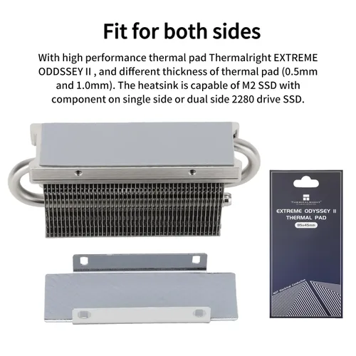 Miniatura 5 de Thermalright HR10 2280 SSD Enfriamiento disipador de calor, disipador de calor de doble cara, tubos de calor de 4 × 0.197 in, con almohadilla