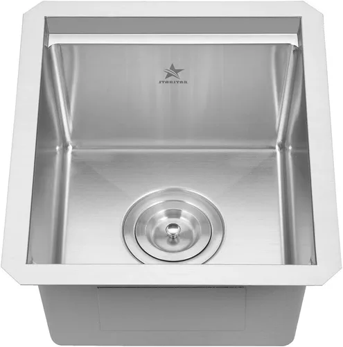 Miniatura 4 de STARSTAR Fregadero de cocina de acero inoxidable 304 de acero inoxidable 304 con rejilla, tabla de cortar, colador con cesta (13 x 15 x 8)