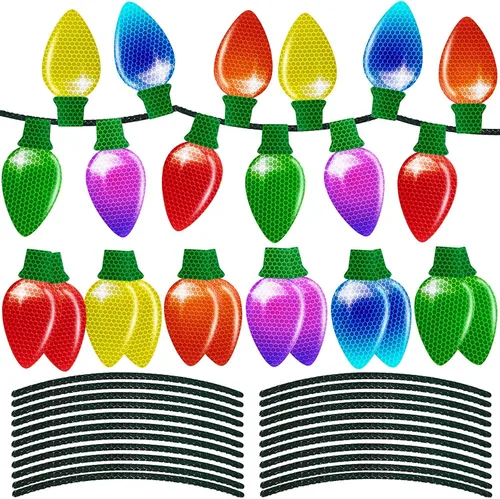 Miniatura 14 de 43 piezas de decoraciones navideñas para auto y refrigerador: set de accesorios con imanes reflectantes en forma de bombilla y gnomo, decoración