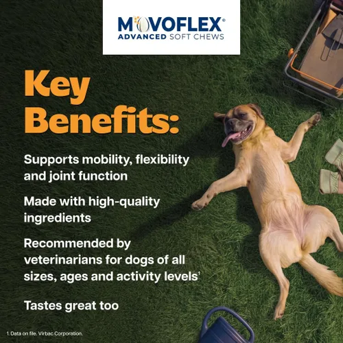 Miniatura 5 de MOVOFLEX Virbac - Suplemento de apoyo avanzado para la cadera y las articulaciones para perros medianos, 60