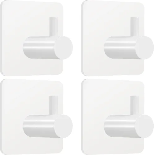 Miniatura 11 de Fotosnow Ganchos adhesivos para toallas, ganchos de pared resistentes al agua, de acero inoxidable para colgar abrigos, sombreros, toallas, colgador