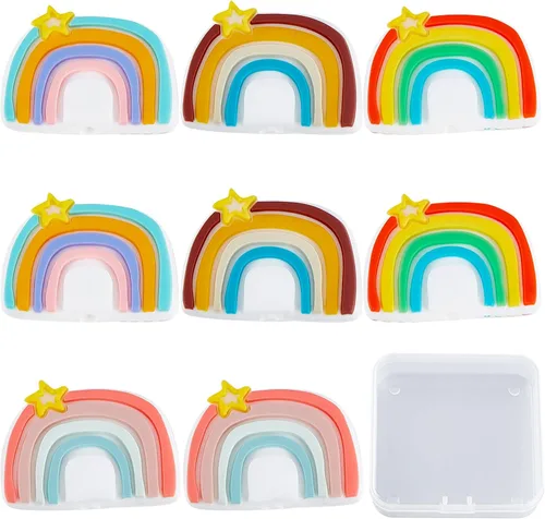 Miniatura 8 de SUNNYCLUE 1 caja de 10 cuentas focales de silicona para profesores, cuentas en forma de pizarra a granel de 1.024 x 1.181 in, de goma de doble cara