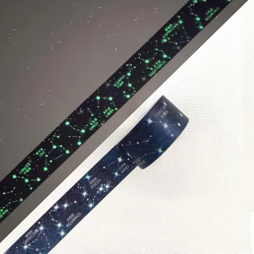 Miniatura 8 de YUBBAEX Juego de cinta adhesiva luminosa de galaxia Washi que brilla en la oscuridad, decoración para artes, manualidades, suministros de diario