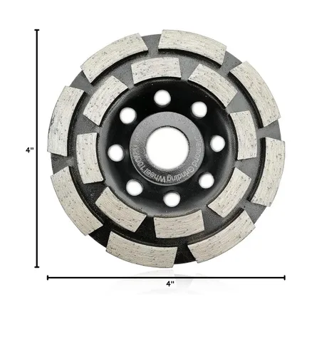 Miniatura 6 de SHDIATOOL Rueda de copa de molienda de diamante de doble fila de 4 pulgadas para ladrillo de mampostería de mármol de granito de hormigón se adapta