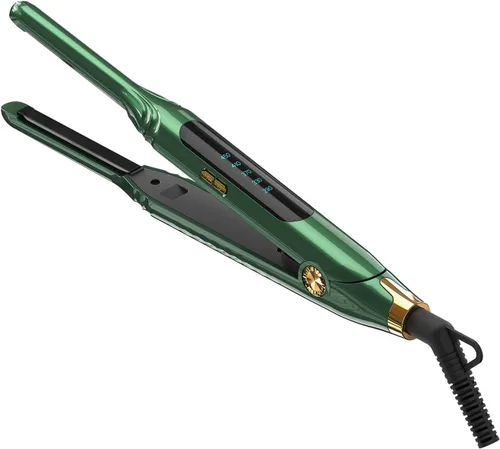 Miniatura 10 de Plancha plana pequeña de 3/10'' de lápiz para cabello corto, corte de duendecillo y flequillo, alisador de pelo delgado para las puntas con pantalla
