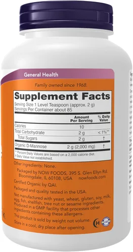 Miniatura 2 de NOW Foods Suplementos, polvo de D-manosa, proyecto verificado sin OMG, tracto urinario saludable*, 6 onzas