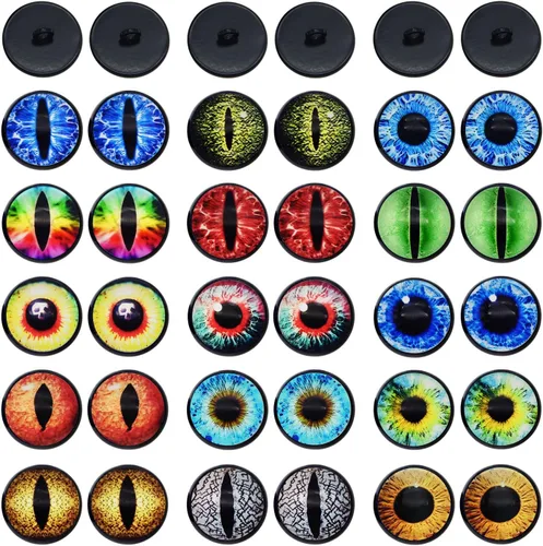 12 pares de ojos cosidos de 0.23 a 1.18 pulgadas para animales de peluche, juguetes de muñecos, botones redondos de cristal abovedados para hacer