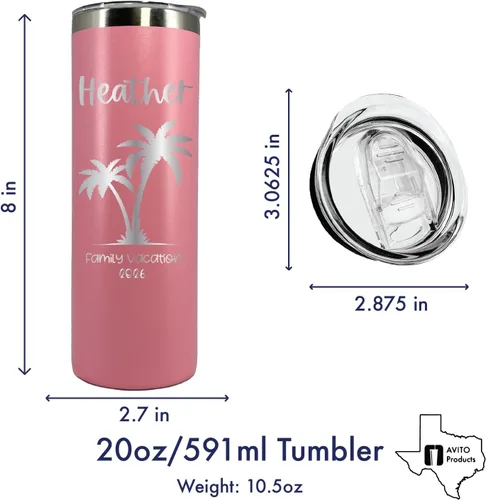 Miniatura 3 de Vaso de vacaciones personalizado de 20 onzas, vaso con tapa y pajilla, vasos de vacaciones familiares, vaso de vacaciones en la playa, regalo