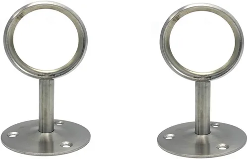 Miniatura 4 de Barra de Armario de Acero Inoxidable Resistente, Soportes de Extremo de Barra de Cortina con Tornillos a Juego (1-1/2 PULGADAS, Negro)
