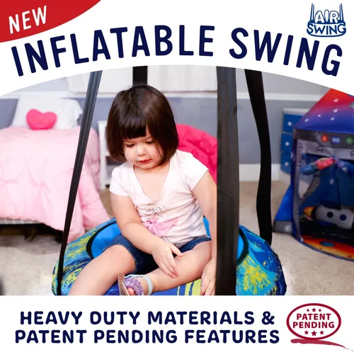 Miniatura 2 de Columpio de aire redondo duradero de 26 pulgadas para niños pequeños y niños, ideal para patio trasero, sala de juegos interior, juego o casa