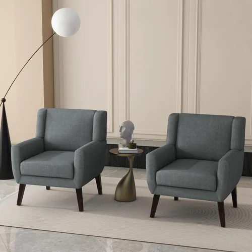 Miniatura 71 de Silla decorativa de piel sintética, moderna silla tapizada para sala de estar, cómodos asientos individuales con botones, asiento de lectura Negro
