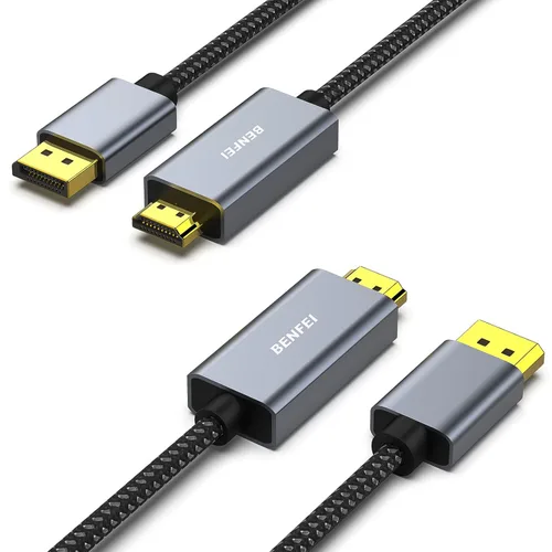 Miniatura 9 de BENFEI Paquete de 2 cables 4K DisplayPort a HDMI de 6 pies, cable de pantalla unidireccional DP 1.2 de computadora a HDMI 1.4 compatible con HP