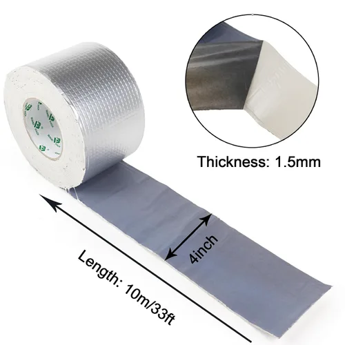 Miniatura 3 de BOMEI PACK Cinta de butilo para reparación de fugas de 0.059 in x 4 pulgadas de ancho x 33 pies de largo, cinta de sellado impermeable de papel