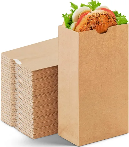 Miniatura 8 de CulinWare Bolsas de papel marrón forradas con cera de 1 libra, resistentes a la grasa, ecológicas, desechables, parte superior plegable, 250