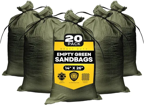 Miniatura 9 de Empty Sandbags Military Green with Ties 14" x 26" - Woven Polypropylene Extra Heavy Duty Sand Bags Flood Protection