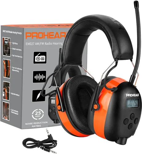 Miniatura 13 de PROHEAR 033 2.0 Auriculares Bluetooth de Protección Auditiva con Radio AM/FM - Orejeras de Reducción de Ruido 31 SNR, Batería Recargable de 50
