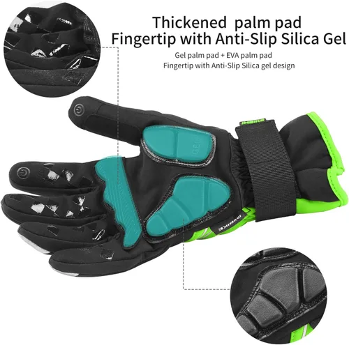 Miniatura 4 de INBIKE Guantes de ciclismo para hombre de invierno resistentes al viento, almohadillas térmicas reflectantes de gel pantalla táctil