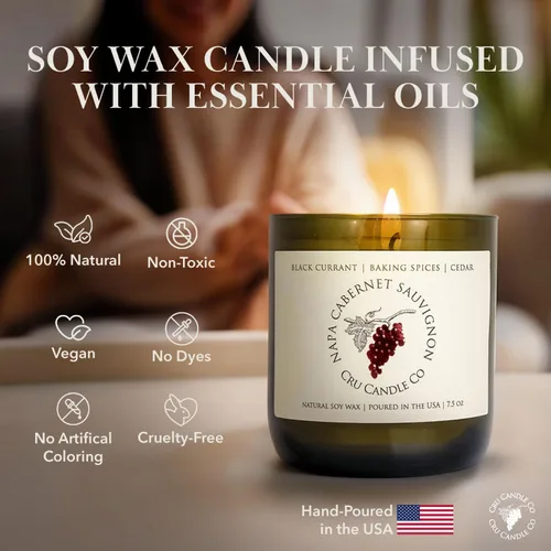 Miniatura 3 de Cru Wine - Velas perfumadas de vino – Napa Cabernet Sauvignon – Vela de combustión limpia, vela no tóxica, decoración de lujo, velas de cera de soja