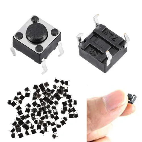 Miniatura 7 de DAOKI Interruptor de botón táctil de 2 pines DIP 0.236x0.236x0.197 in PCB momentáneo táctil táctil interruptor de botón de 100 Uds