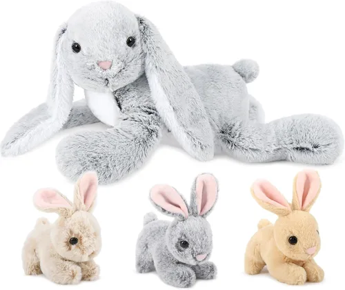 Miniatura 11 de MaoGoLan 4 animales de peluche de castor con tres bebés en el interior, regalo de felpa de castor gigante esponjoso de 17.7 pulgadas, divertidos
