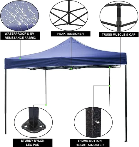 Miniatura 4 de Meet Perfect Tienda de campaña portátil para exteriores, toldo desplegable instantáneo de 10 x 10 pies para festivales, portón trasero, eventos