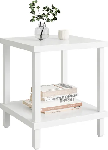 Miniatura 16 de MMEOLUOOK MLBZ06R - Mesa auxiliar cuadrada grande para sofá, mesa de centro industrial de 20 pulgadas, mesa de noche con estante de almacenamiento