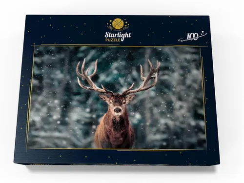 Miniatura 4 de MyPuzzle Noble Deer in Winter Snow Forest - Rompecabezas de 100 piezas para adultos