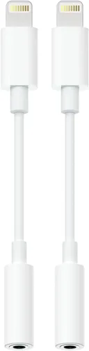 Adaptador de Lightning a 3.5mm para auriculares para iPhone - Paquete de 2 adaptadores de aux para iPhone de alta fidelidad, convertidor de conector