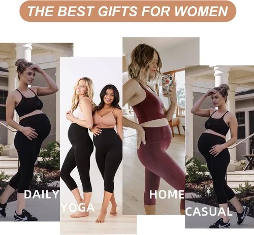 Miniatura 7 de Maternity Capri Leggings Over The Belly Butt Lift -Soft Non-See-Through Workout Pregnancy Pants for Women