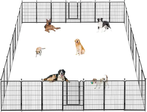 Miniatura 11 de Bolígrafos para perros al aire libre con valla para perros grandes, 40 pulgadas de alto, corralito para perros al aire libre, 8 paneles de metal