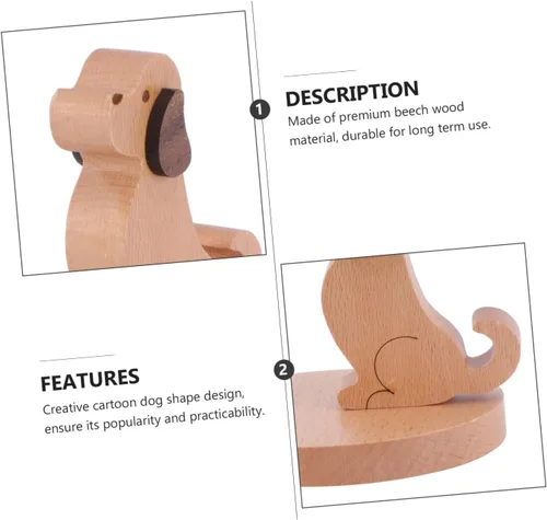 Miniatura 3 de Soporte de madera para teléfono móvil Soporte de teléfono con patrón de perro para oficina en casa