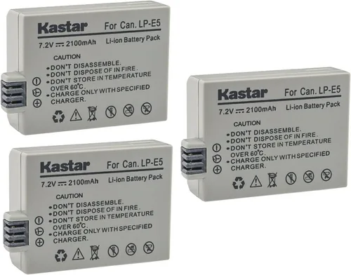 Miniatura 5 de Kastar Paquete de 1 batería LP-E5 de 7.2 V 2100 mAh de repuesto para batería Canon LP-E5 LPE5, cargador Canon LC-E5, LC-E5C, LC-E5E