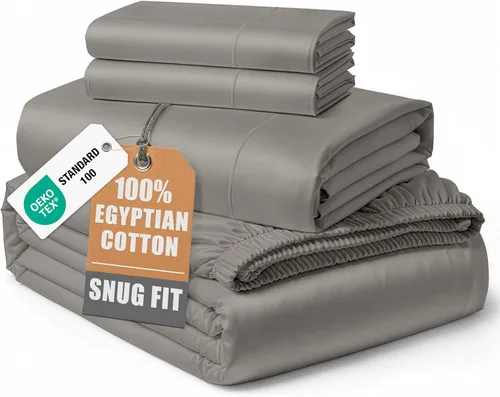 Miniatura 34 de Lane Linen Sábanas 100% de algodón egipcio, tamaño King, naturalmente transpirables y duraderas, cómodas para el invierno, ultra suaves, comodidad