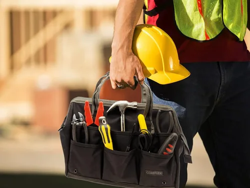 Miniatura 9 de Coreflex Bolsa de herramientas de 14 pulgadas de boca ancha, bolsa de equipo, de múltiples propósitos - para plomeros, electricistas, manitas, Negro