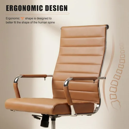 Miniatura 3 de Silla de oficina ergonómica Okeysen, sillas modernas de cuero acanalado para sala de conferencias, silla ejecutiva ajustable giratoria con ruedas