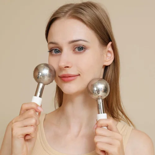 Miniatura 4 de Globos de hielo pfefe para cara y ojos, varitas criogénicas irrompibles de acero inoxidable para rutinas de belleza, globos de enfriamiento