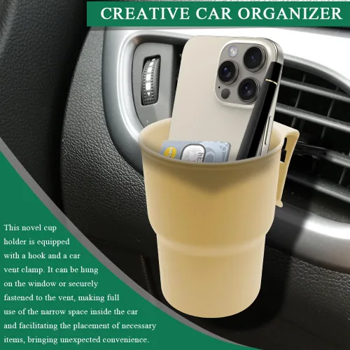 Miniatura 4 de Gancho para portavasos de automóvil, soporte para bebidas para automóvil, contenedor de botella de bebida para vehículo con clips de ventilación