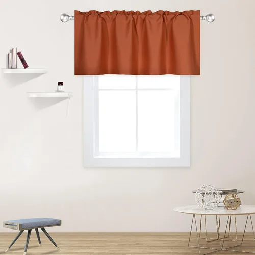 Miniatura 44 de DECOVSUN Cenefas Aqua para ventanas de cocina, con bolsillo para barra, opacas, con aislamiento térmico, 1 panel de 42 x 18 pulgadas