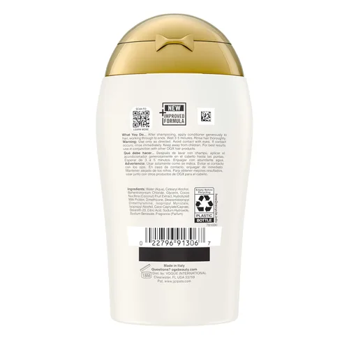 Miniatura 8 de OGX Acondicionador hidratante nutritivo + leche de coco, acondicionador hidratante y restaurador hidrata para cabello suave después del primer uso