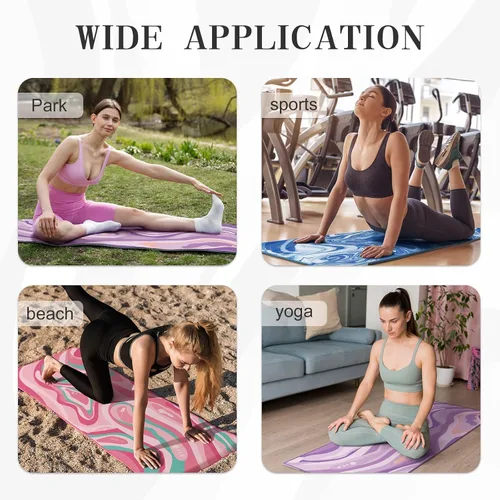 Miniatura 6 de Toalla para tapete de yoga con grandes bolsillos en las esquinas, tapete de microfibra de agarre antideslizante para yoga caliente, pilates