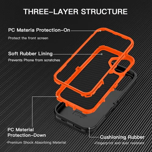 Miniatura 2 de I-HONVA Funda para iPhone 17 a prueba de golpes, a prueba de polvo y caídas, 3 capas de protección de cuerpo completo [sin protector de pantalla]