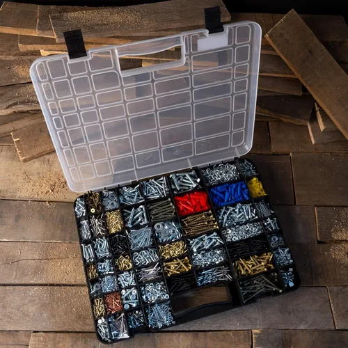 Miniatura 4 de Stalwart - 75-ST6073 Estuche de almacenamiento portátil con cerraduras seguras y 55 pequeños compartimentos para herramientas, tornillos, pernos