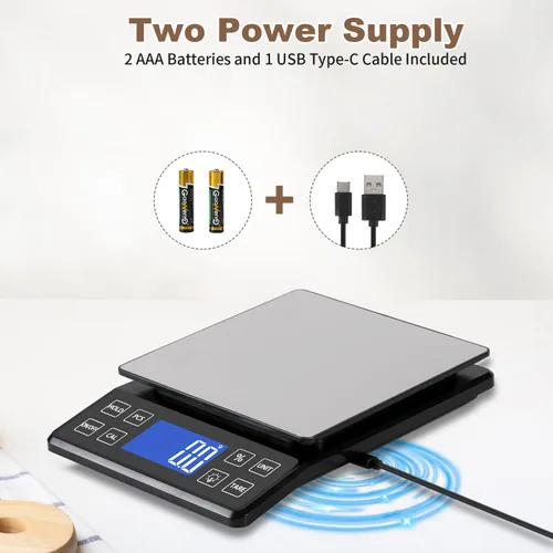 Miniatura 7 de SEMIER Báscula digital de cocina con alta precisión de 0.1 g/0.001 oz, báscula de panadería de alimentos de 5 kg/11 lb con % de función